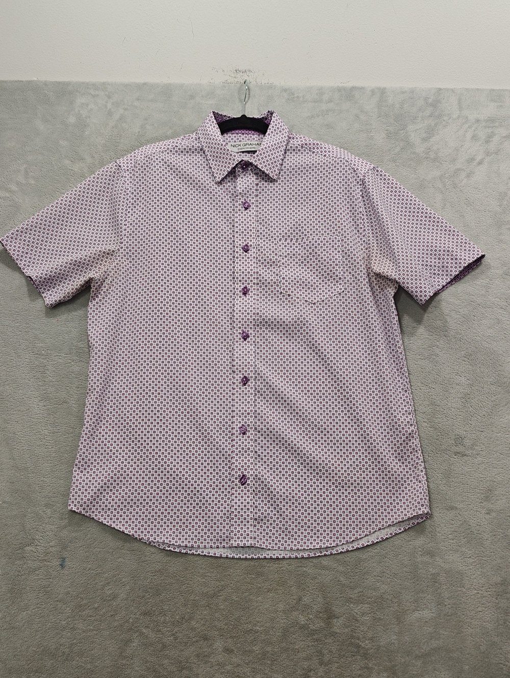 Nick Graham Short-Sleeve Purple & Blue Geo Print Button-Down Shirt